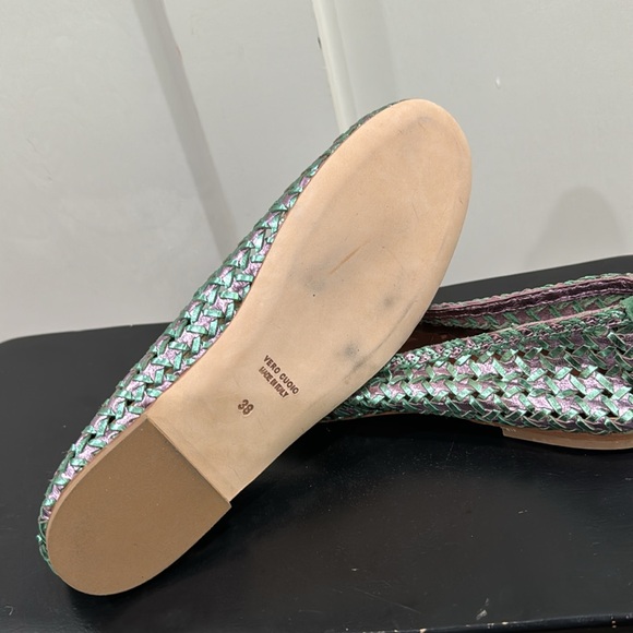 CARDINALE Italy Leather Lorraine Metallic Finish Woven Ballet Flats sz EUR 38 - Picture 7 of 9